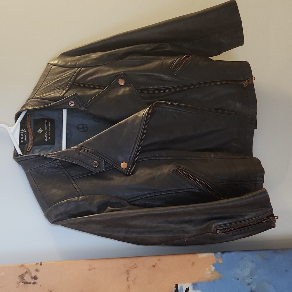 Womens Crop Leather Moto Jacket